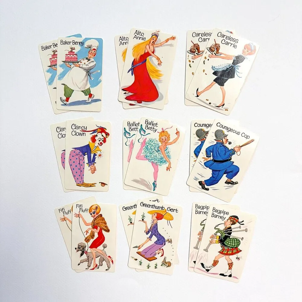 Vintage Old Maid Card Game Complete Whitman with Orig. Plastic Case White